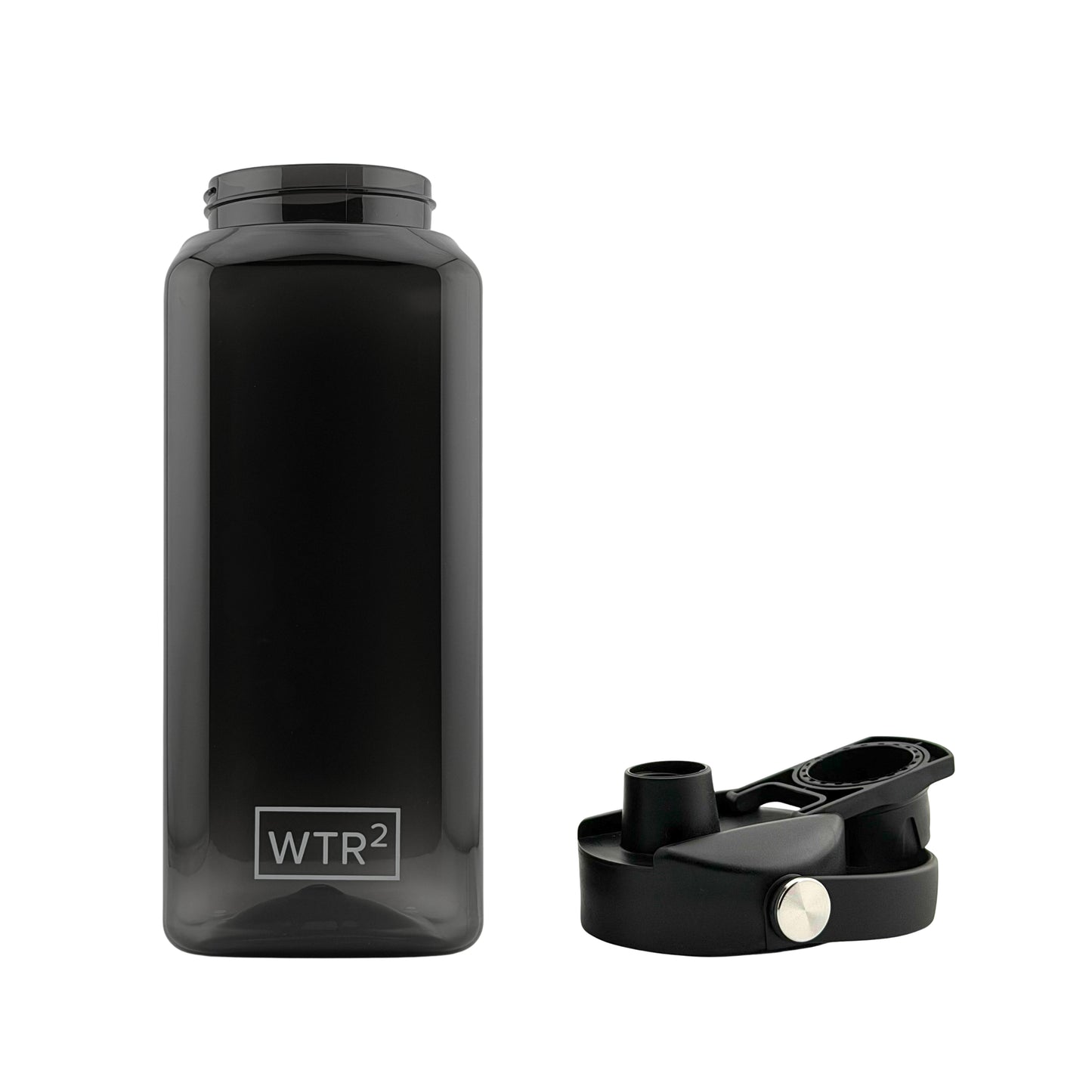 Open Bottle With Lid - Transparent Black