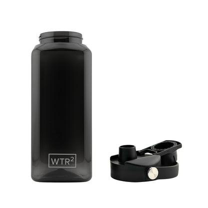 Open Bottle With Lid - Transparent Black